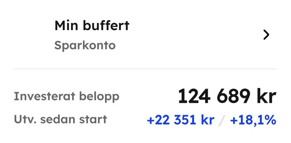 Ett exempel sparkonto vid namn "Min buffert"